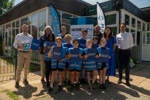 ATI school children and Chris Boardman New school Active Travel Inspector scheme launched by Secretary of State