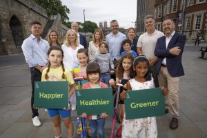 Chris Mayors and kids South Yorkshire Mayor joins pledge to create new walking, wheeling and cycling network