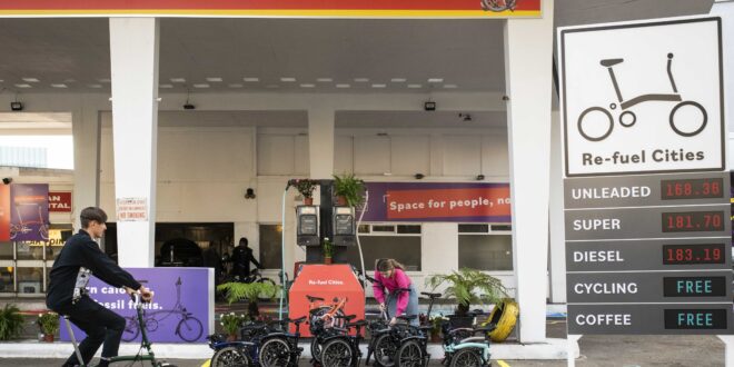 JNV BROMPTON PETROL STATION TAKEOVER 07 World Car Free Day: ‘For many choosing cycling or an e-scooter can feel unattainable’