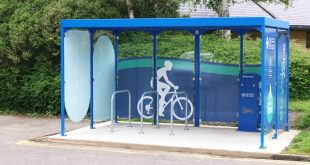 NHS Powys Teaching Health Board 1 Falco and Solarcycle debut bike shelters with 100% renewable e-bike charging